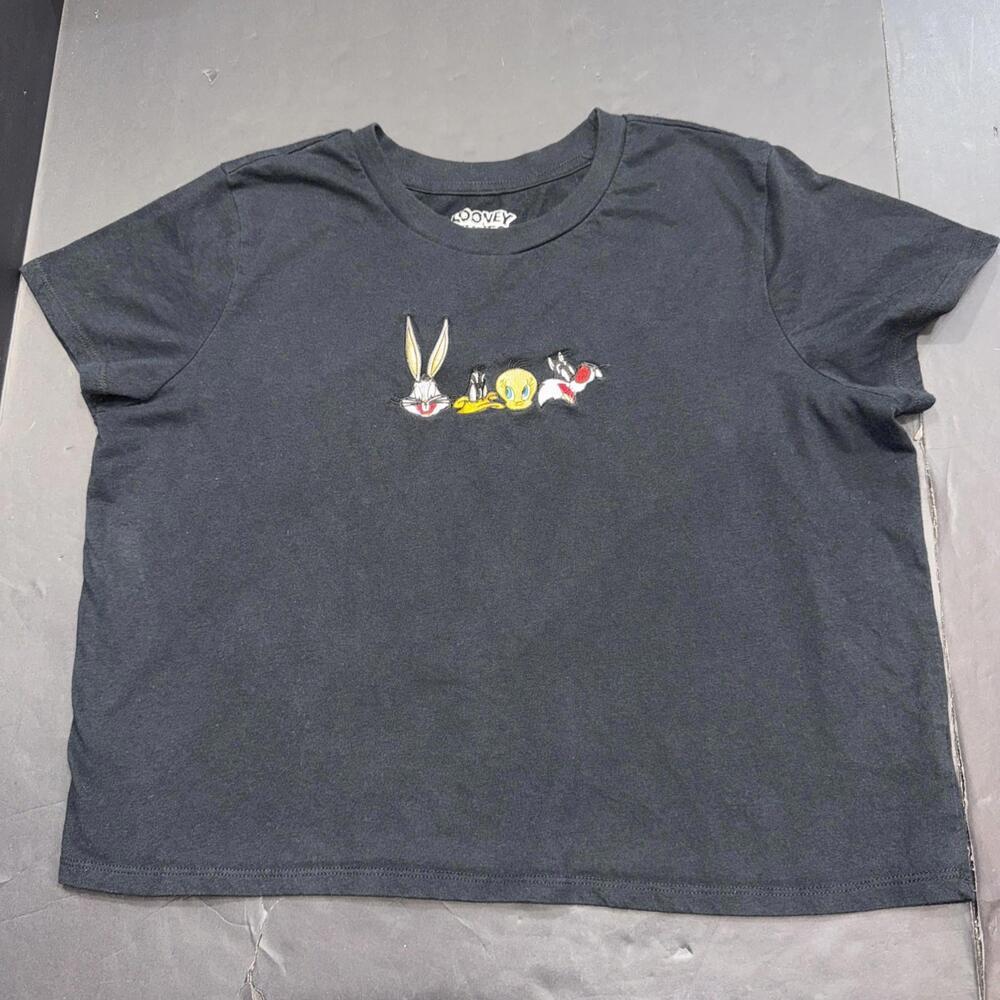 Warner Bros Looney Tunes Character Shirt Embroidered Pocket Black Unisex‎ XL